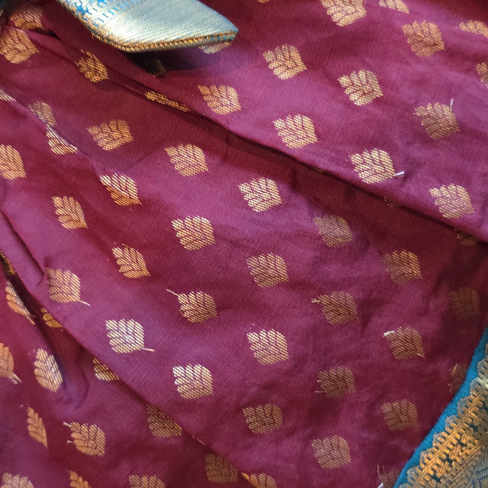 Elegant Kids Costume Dress with Teal and Maroon Accents - Picture 3 of 3